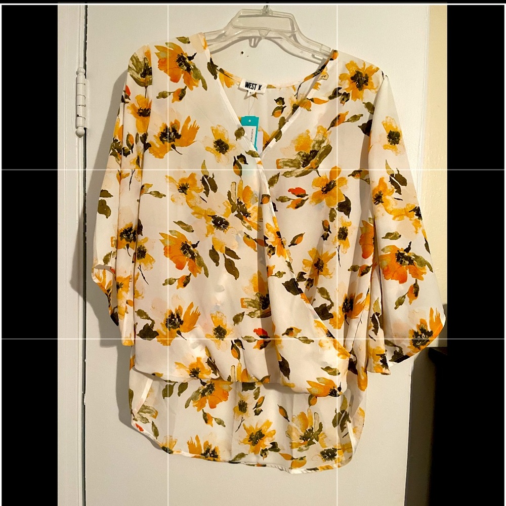 Yellow and white floral top